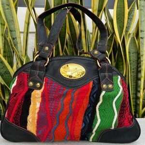 COOGI 3D Knit Sweater Bag Purse Cotton Black Multicolored Yarn Vintage RARE